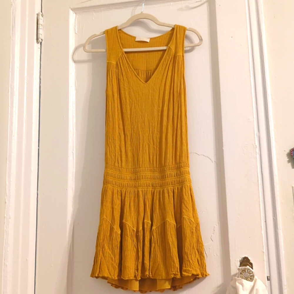 Ramy Brook Drop waist mini dress (4) Sunshine yellow Sleeveless